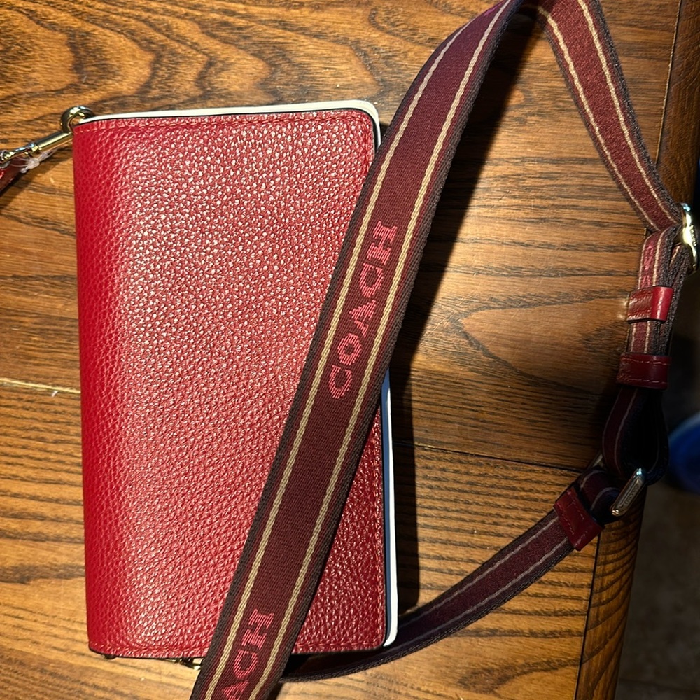 Coach Leather Anna Foldover Clutch Crossbody